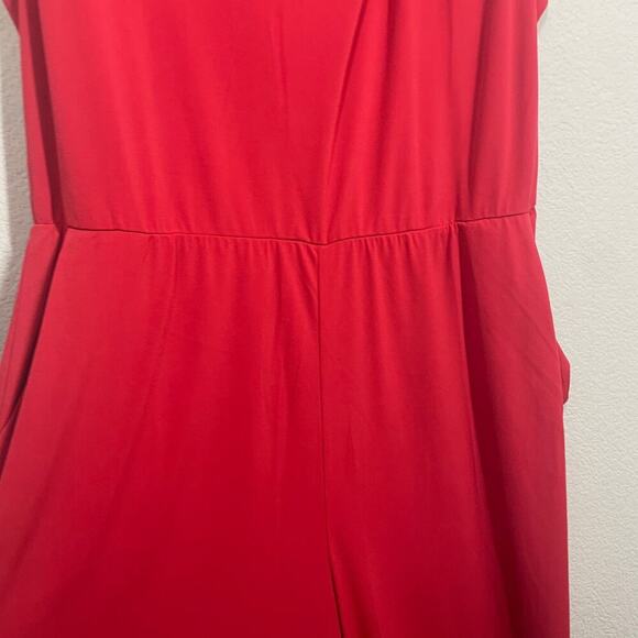 J by Jason Wu Plus Size 1X Wide Leg Jumpsuit Red Side Pocket Sleeveless Stretch - Picture 4 of 10